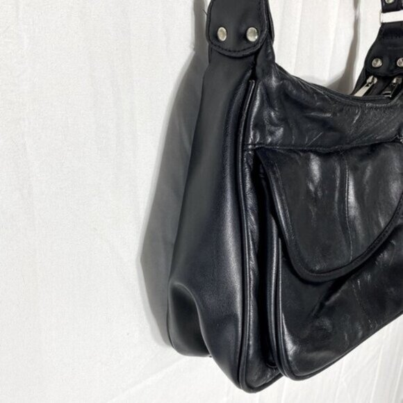 Vintage Bentley Black Leather Purse Shoulder Bag Handbag - Picture 6 of 14